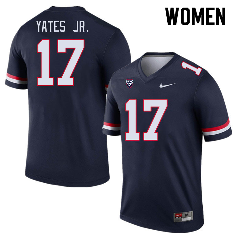 Women #17 Charles Yates Jr. Arizona Wildcats College Football Jerseys Stitched-Navy - Click Image to Close